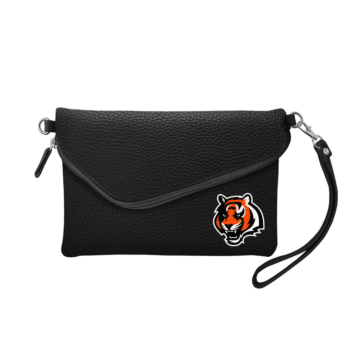 Little Earth Cincinnati Bengals Black Pebble Fold Over Crossbody Purse - Special Order Fan Gear NFL Cincinnati Bengals