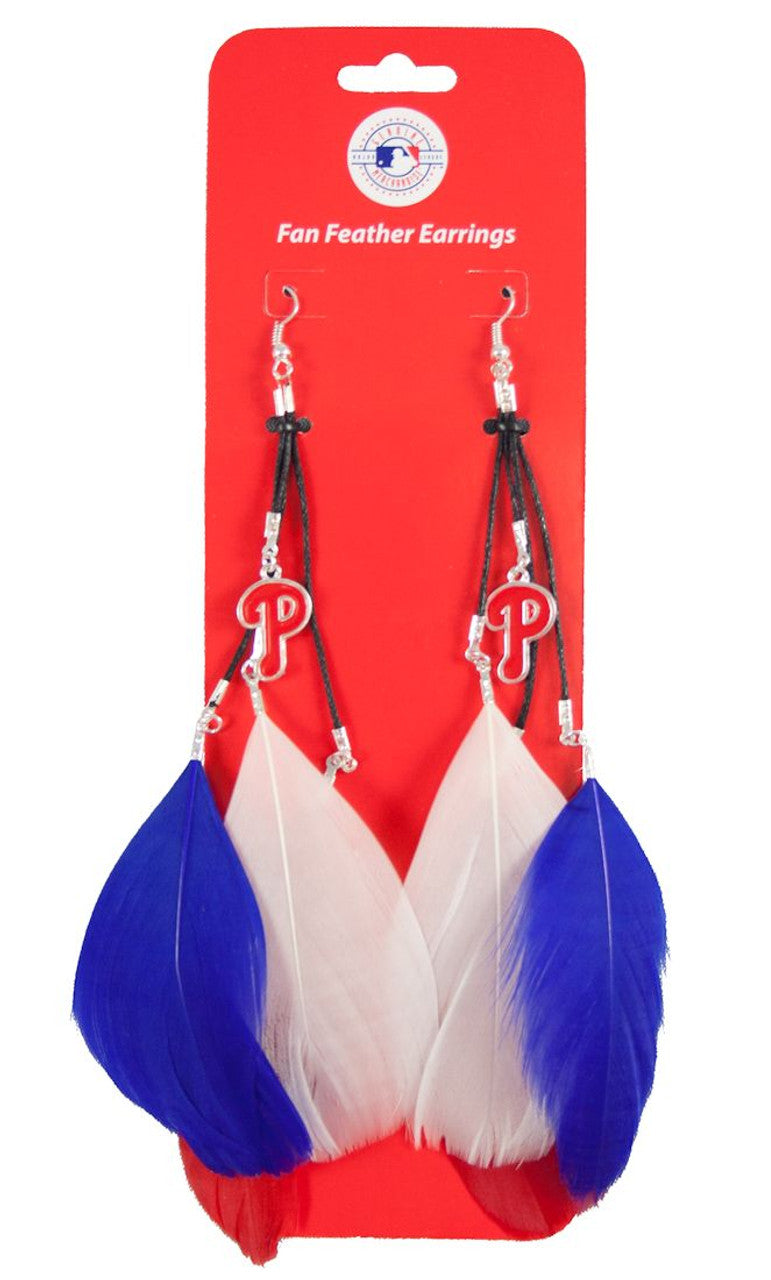 Little Earth Philadelphia Phillies Team Color Feather Earrings Fan Gear MLB Philadelphia Phillies