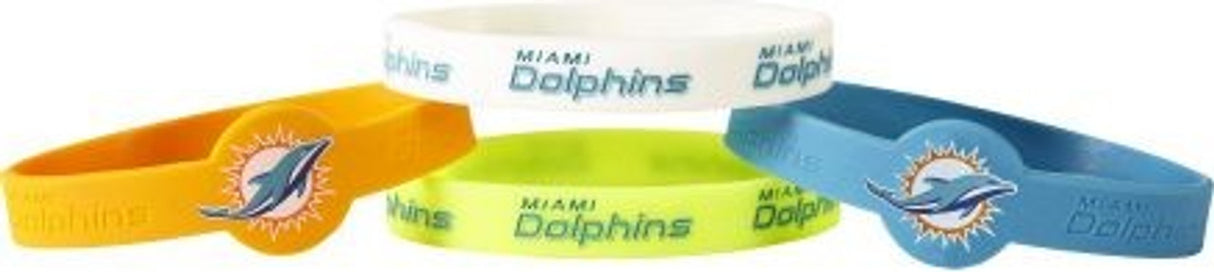 Aminco Miami Dolphins 4 Pack Silicone Bracelets Fan Gear NFL Miami Dolphins
