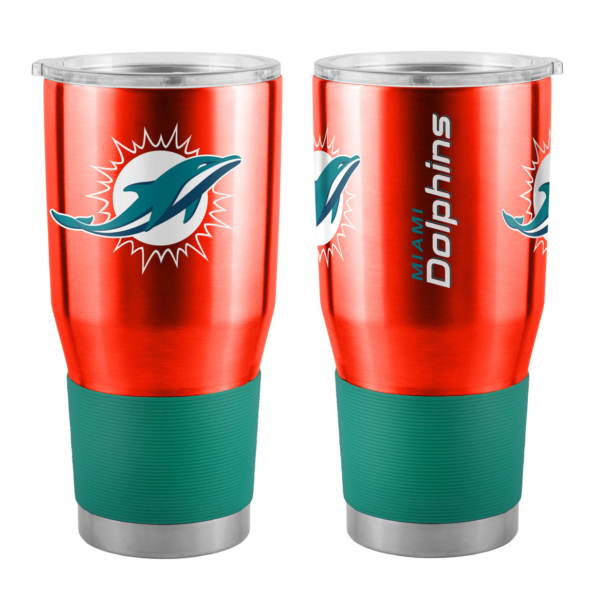 Logo Brands Miami Dolphins 30oz Stainless Steel Travel Tumbler Fan Gear NFL Miami Dolphins