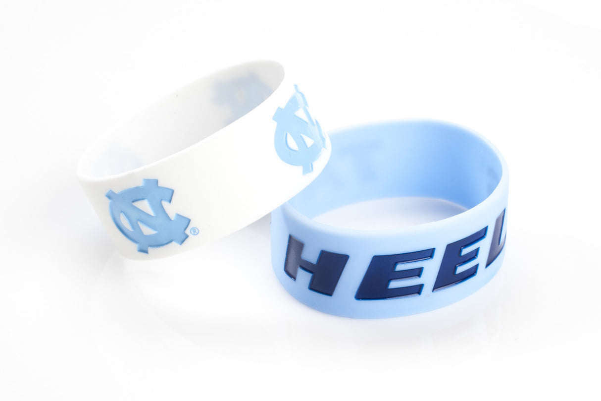 Aminco North Carolina Tar Heels 2 Pack Wide Bracelets - Special Order Fan Gear NCAA North Carolina Tar Heels