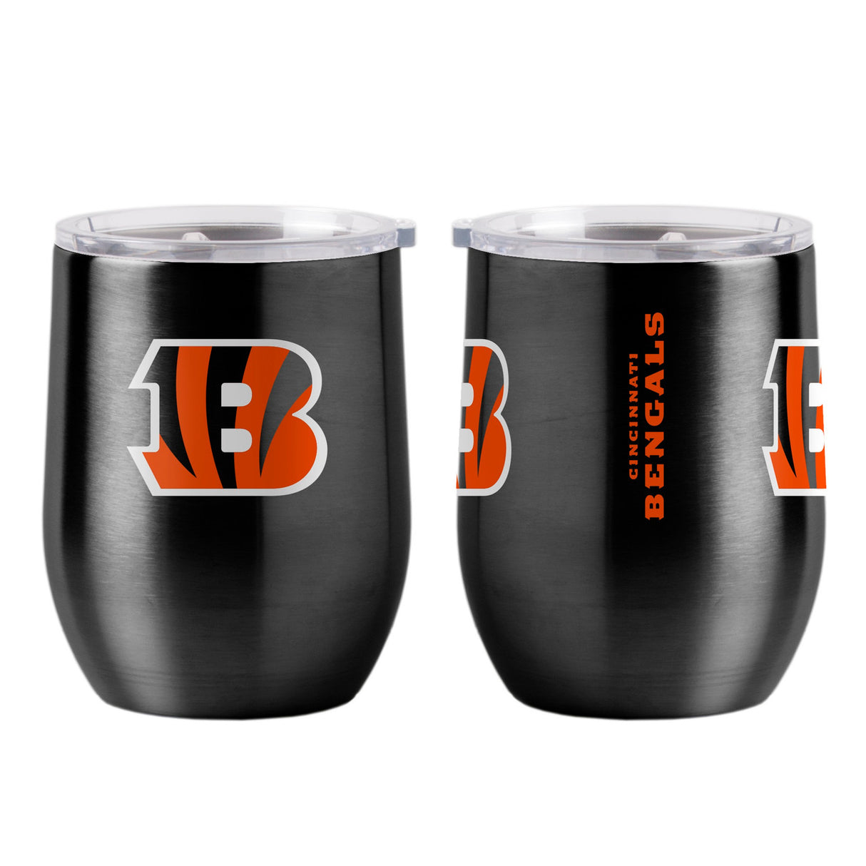 Logo Brands Cincinnati Bengals 16oz Stainless Steel Curved Travel Tumbler Fan Gear NFL Cincinnati Bengals