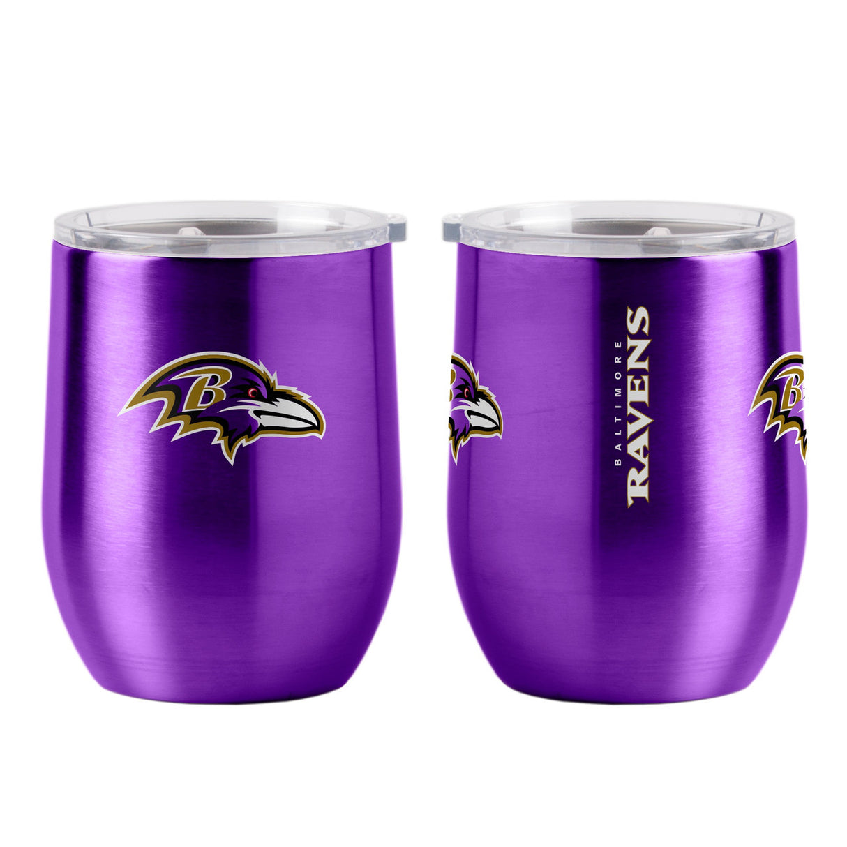 Logo Brands Baltimore Ravens 16oz Stainless Steel Curved Travel Tumbler Fan Gear NFL Baltimore Ravens