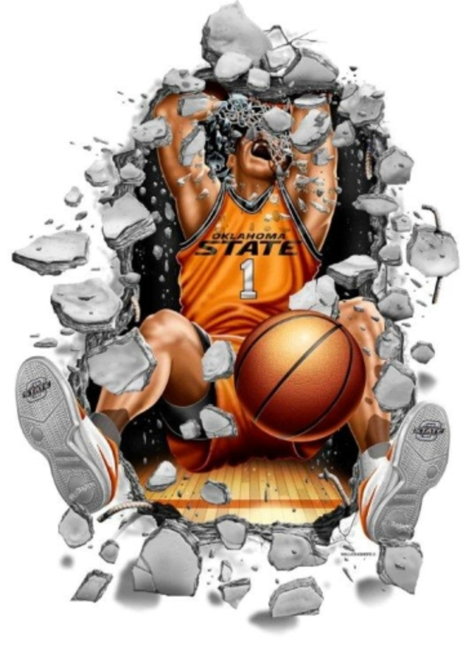 Wallcrashers Oklahoma State Cowboys 11 Inch Basketball Decal Fan Gear NCAA Oklahoma State Cowboys
