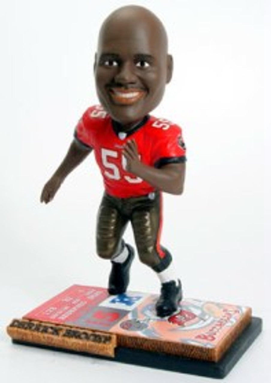 Forever Collectibles Tampa Bay Buccaneers Derrick Brooks Ticket Base Bobblehead Fan Gear NFL Tampa Bay Buccaneers