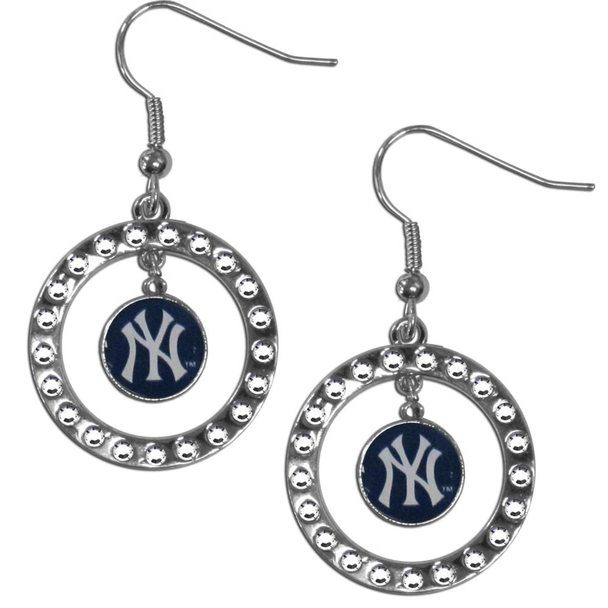 Siskiyou New York Yankees Hoop Rhinestone Earrings Fan Gear MLB New York Yankees