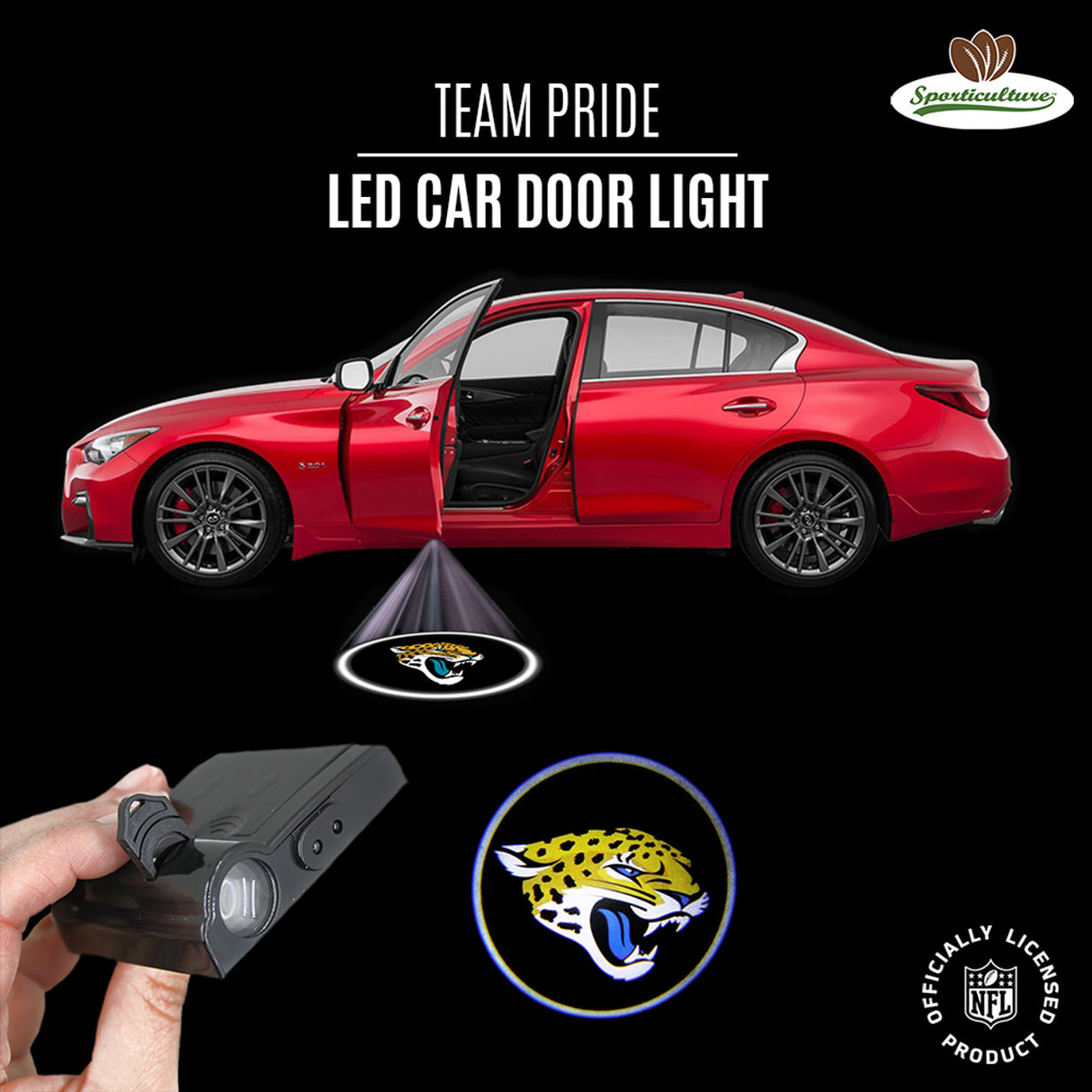 Sporticulture Jacksonville Jaguars LED Car Door Light Fan Gear NFL Jacksonville Jaguars