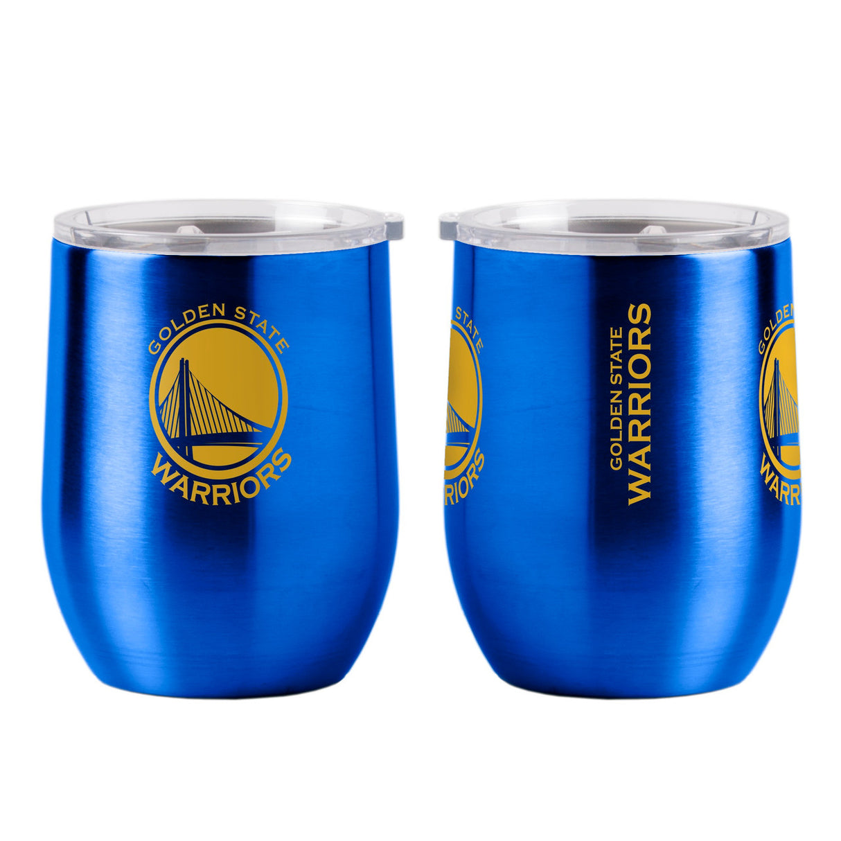 Logo Brands Golden State Warriors 16oz Stainless Steel Curved Travel Tumbler Fan Gear NBA Golden State Warriors