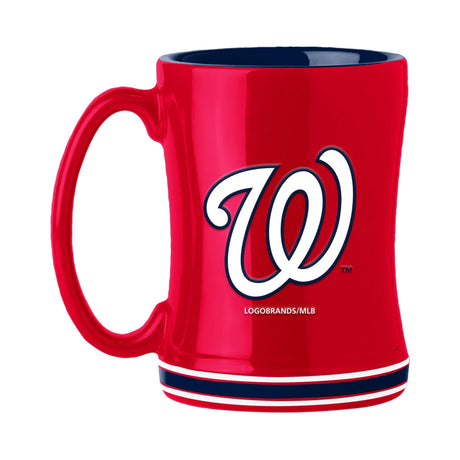 Logo Brands Washington Nationals 14oz Team Color Sculpted Relief Coffee Mug Fan Gear MLB Washington Nationals