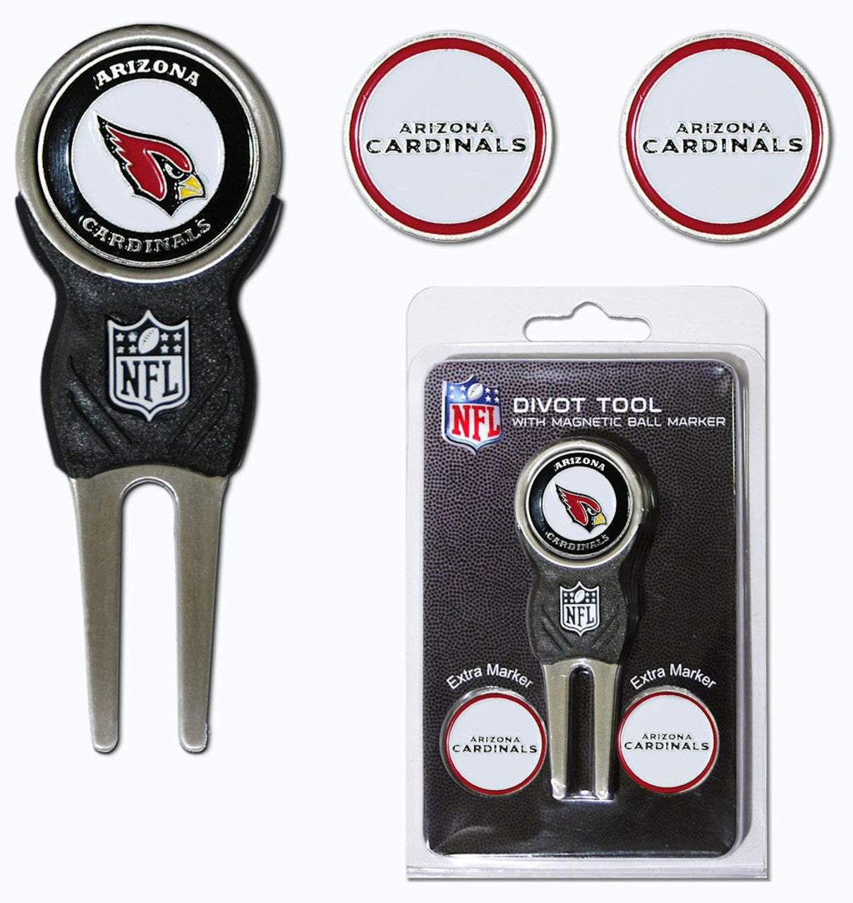 Team Golf Arizona Cardinals Golf Divot Tool with 3 Markers - Special Order Fan Gear NFL Arizona Cardinals