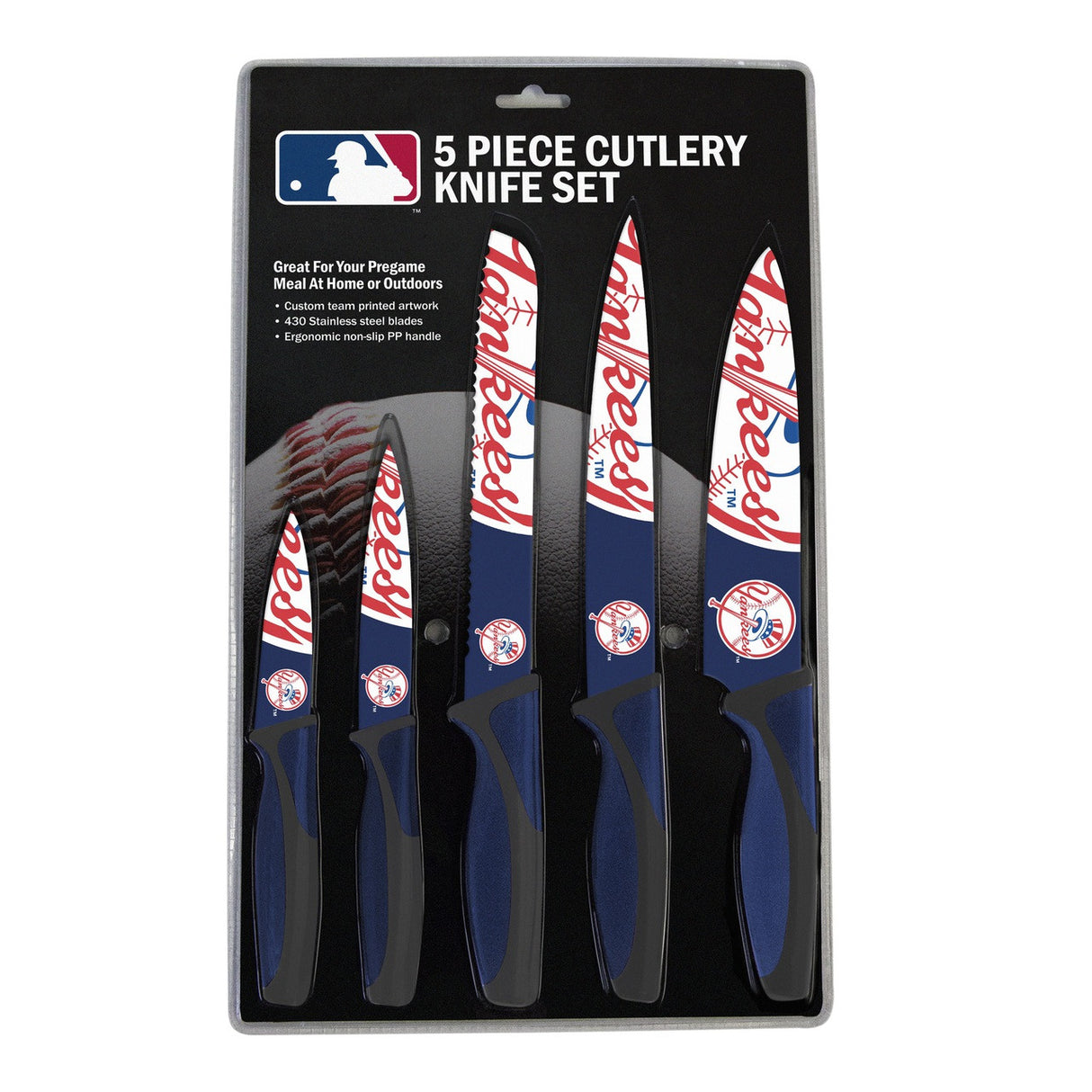 The Sports Vault New York Yankees 5 Pack Kitchen Knife Set Fan Gear MLB New York Yankees