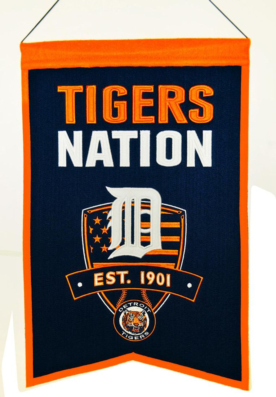 Winning Streak Sports Detroit Tigers Wool Nations Banner 14x22 Fan Gear MLB Detroit Tigers