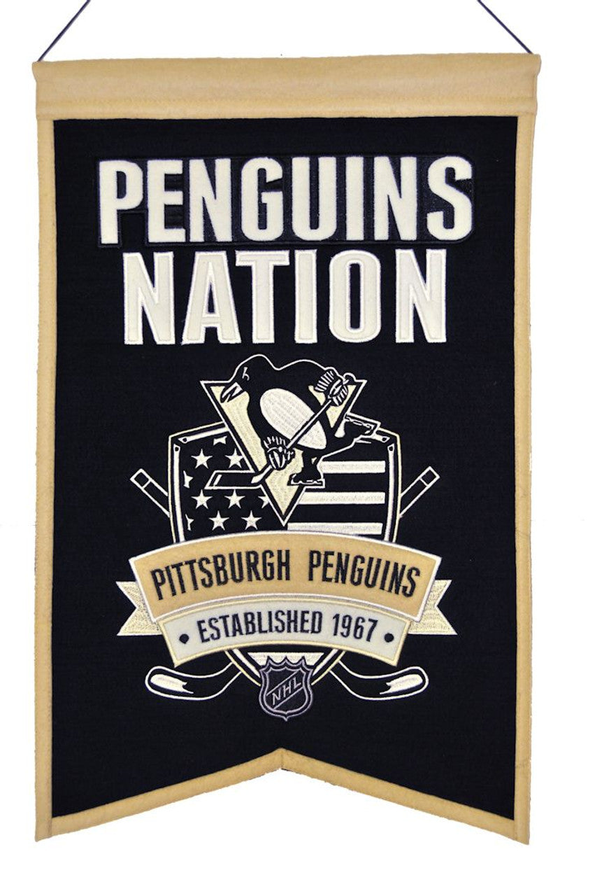 Winning Streak Sports Pittsburgh Penguins Nations Wool Banner 14x22 Fan Gear NHL Pittsburgh Penguins