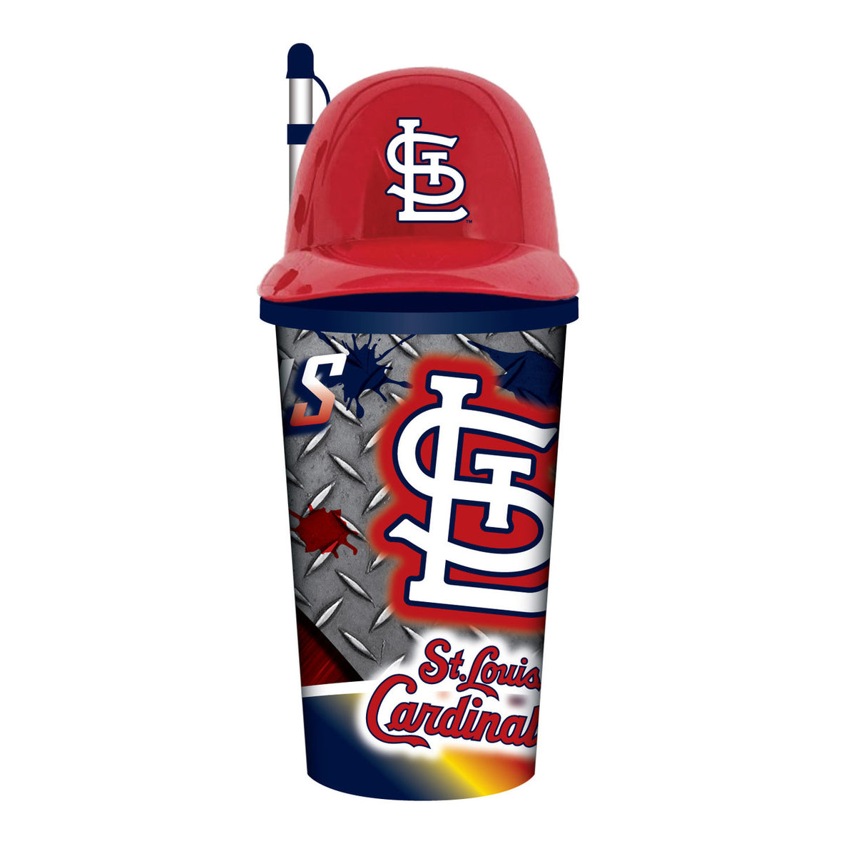 Mojo Licensing St. Louis Cardinals 32oz Plastic Helmet Cup with Straw Fan Gear MLB St. Louis Cardinals