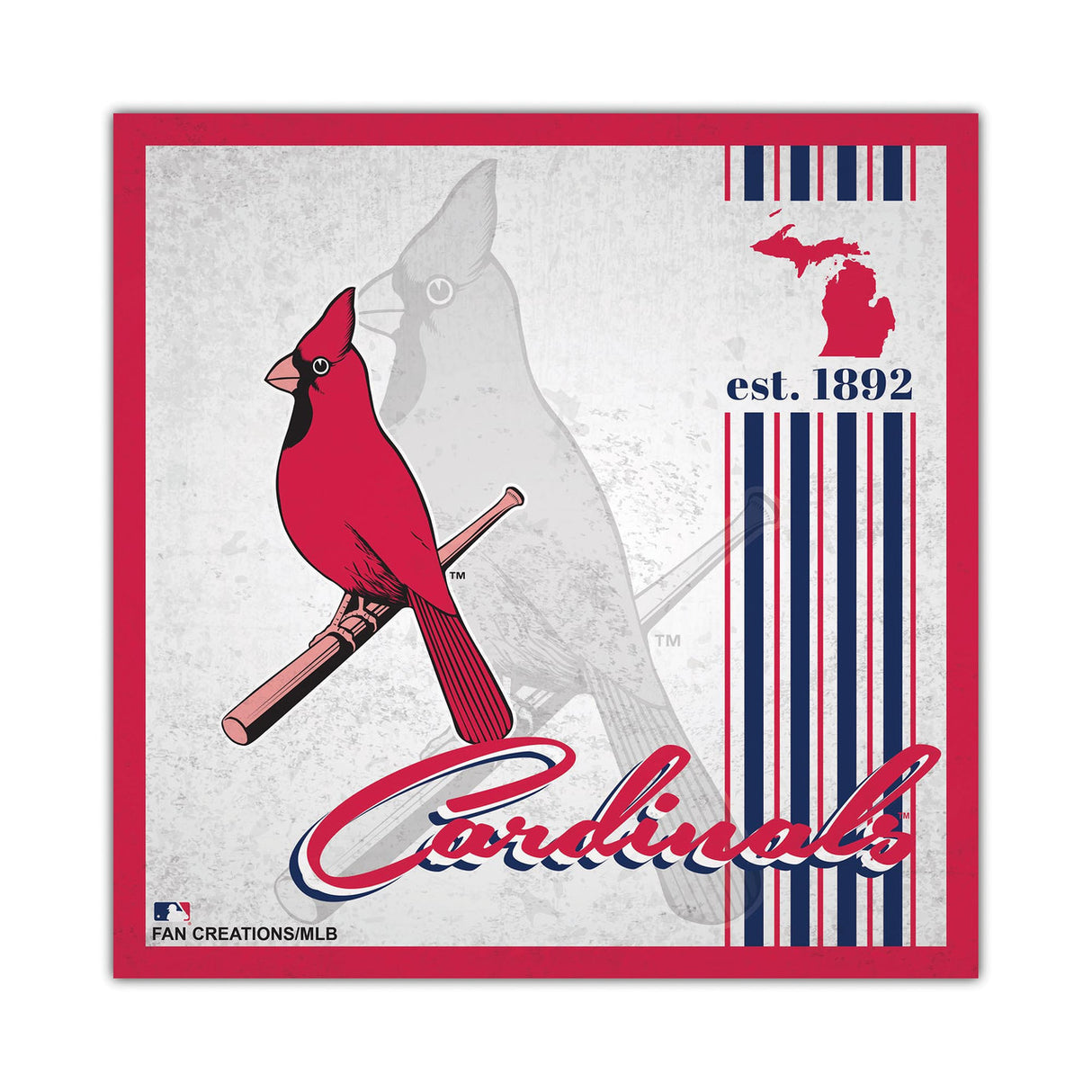 Fan Creations St. Louis Cardinals Album Design Wood Sign 10x10 Fan Gear MLB St. Louis Cardinals