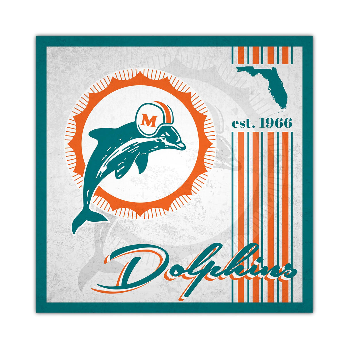 Fan Creations Miami Dolphins Album Design Wood Sign 10x10 Fan Gear NFL Miami Dolphins