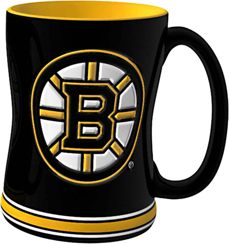 Logo Brands Boston Bruins 14oz Team Color Sculpted Relief Coffee Mug Fan Gear NHL Boston Bruins