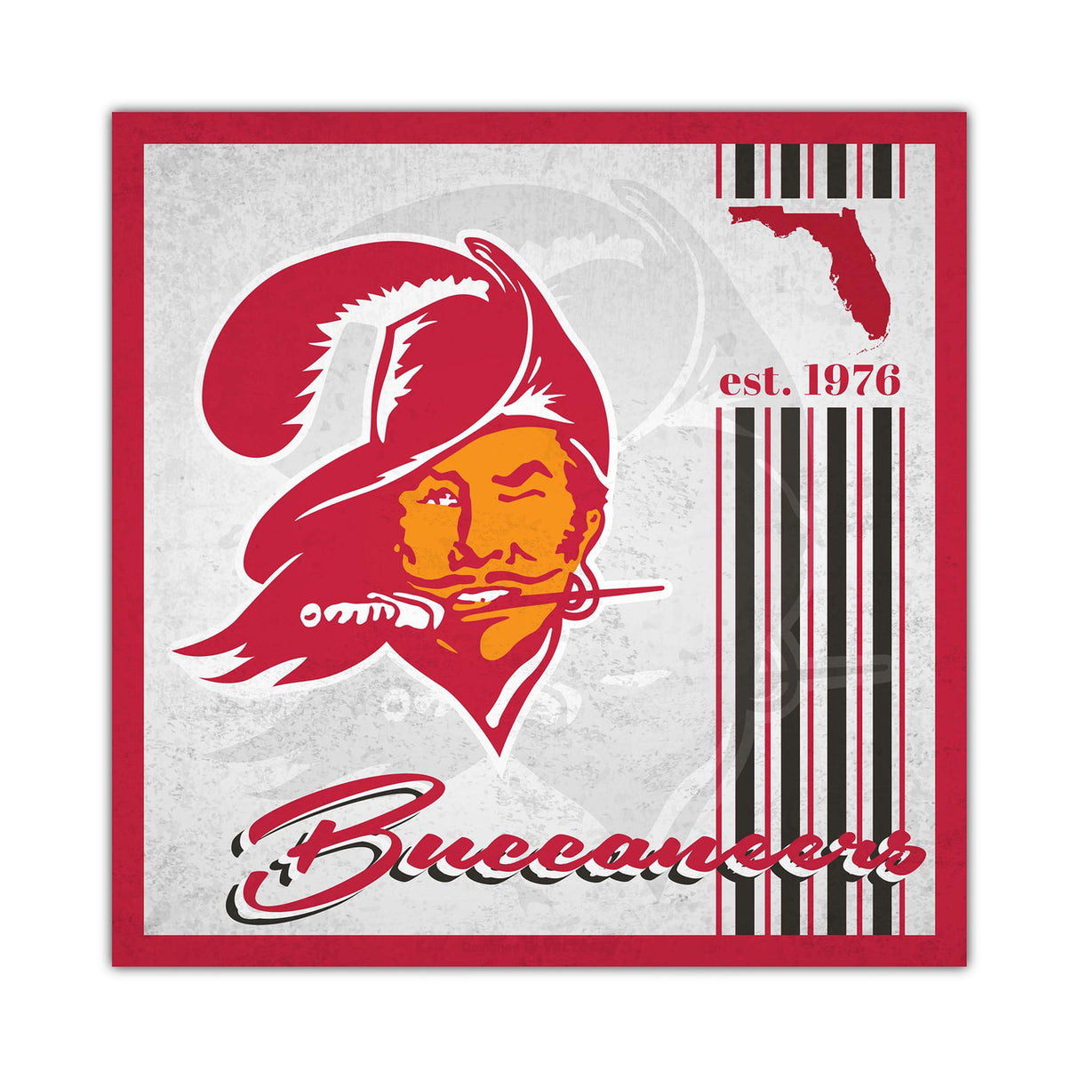 Fan Creations Tampa Bay Buccaneers Album Design Wood Sign 10x10 Fan Gear NFL Tampa Bay Buccaneers