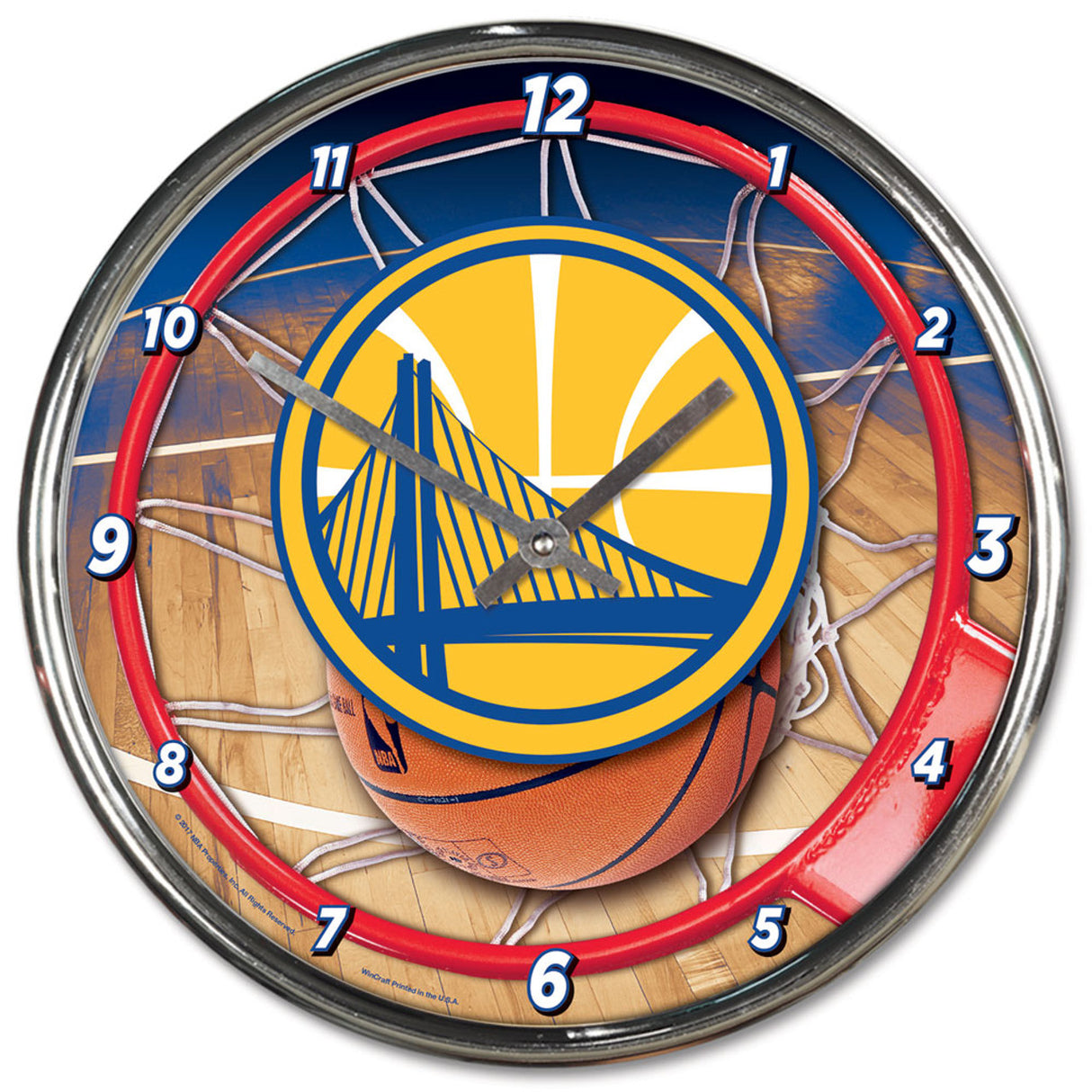 Wincraft Golden State Warriors Chrome Round Wall Clock Fan Gear NBA Golden State Warriors