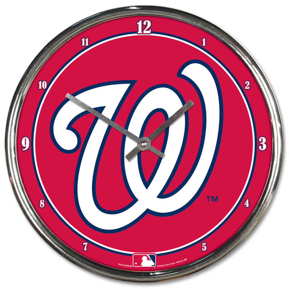 Wincraft Washington Nationals Chrome Round Wall Clock Fan Gear MLB Washington Nationals