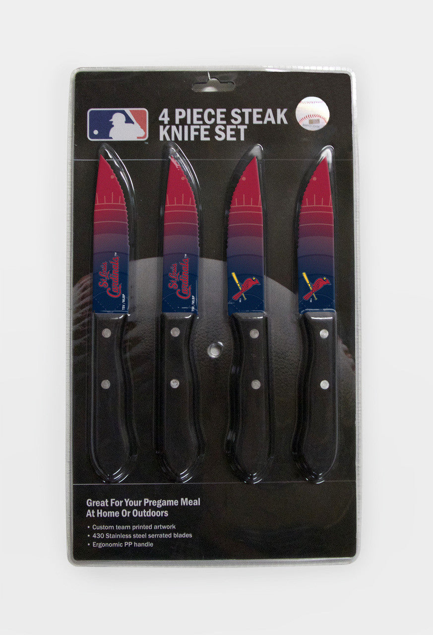 The Sports Vault St. Louis Cardinals 4 Pack Steak Knife Set Fan Gear MLB St. Louis Cardinals