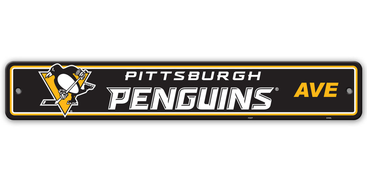 Fremont Die Pittsburgh Penguins Plastic Street Style Sign 4x24 Fan Gear NHL Pittsburgh Penguins
