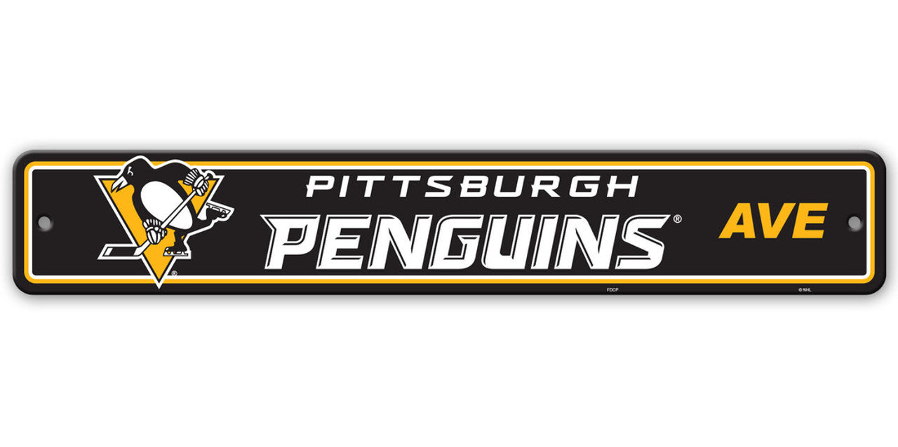 Fremont Die Pittsburgh Penguins Plastic Street Style Sign 4x24 Fan Gear NHL Pittsburgh Penguins