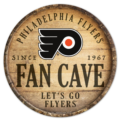 Wincraft Philadelphia Flyers 14 Inch Round Barrel Top Design Wood Sign - Special Order Fan Gear NHL Philadelphia Flyers