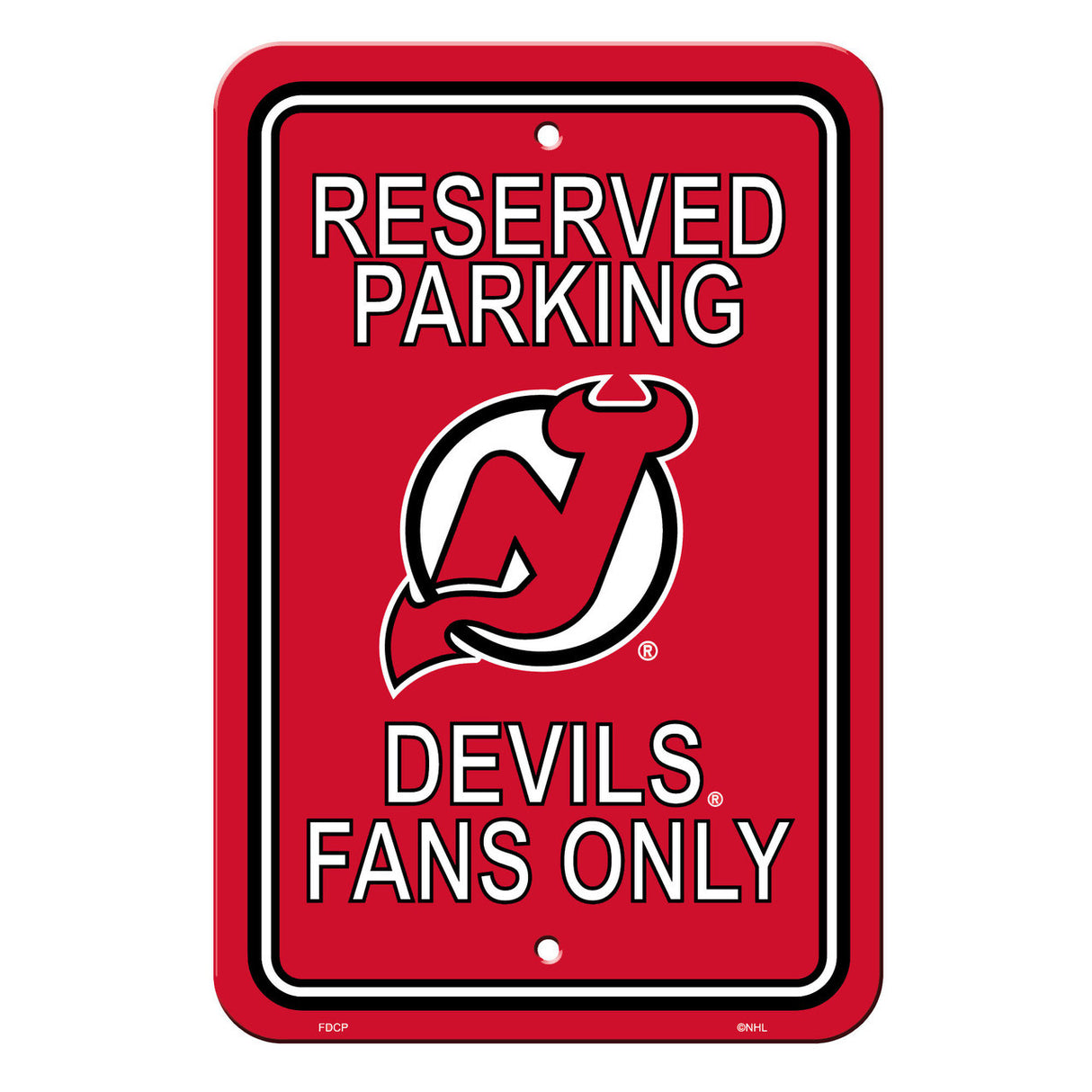 Fremont Die New Jersey Devils Plastic Reserved Parking Style Sign 12x18 Fan Gear NHL New Jersey Devils