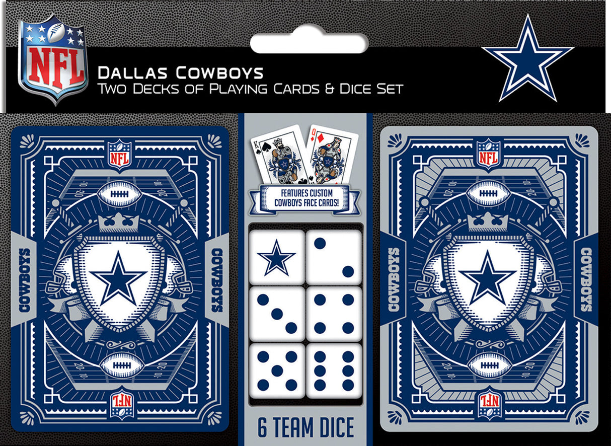 Masterpieces Puzzle Company Dallas Cowboys Playing Cards and Dice Set Fan Gear NFL Dallas Cowboys