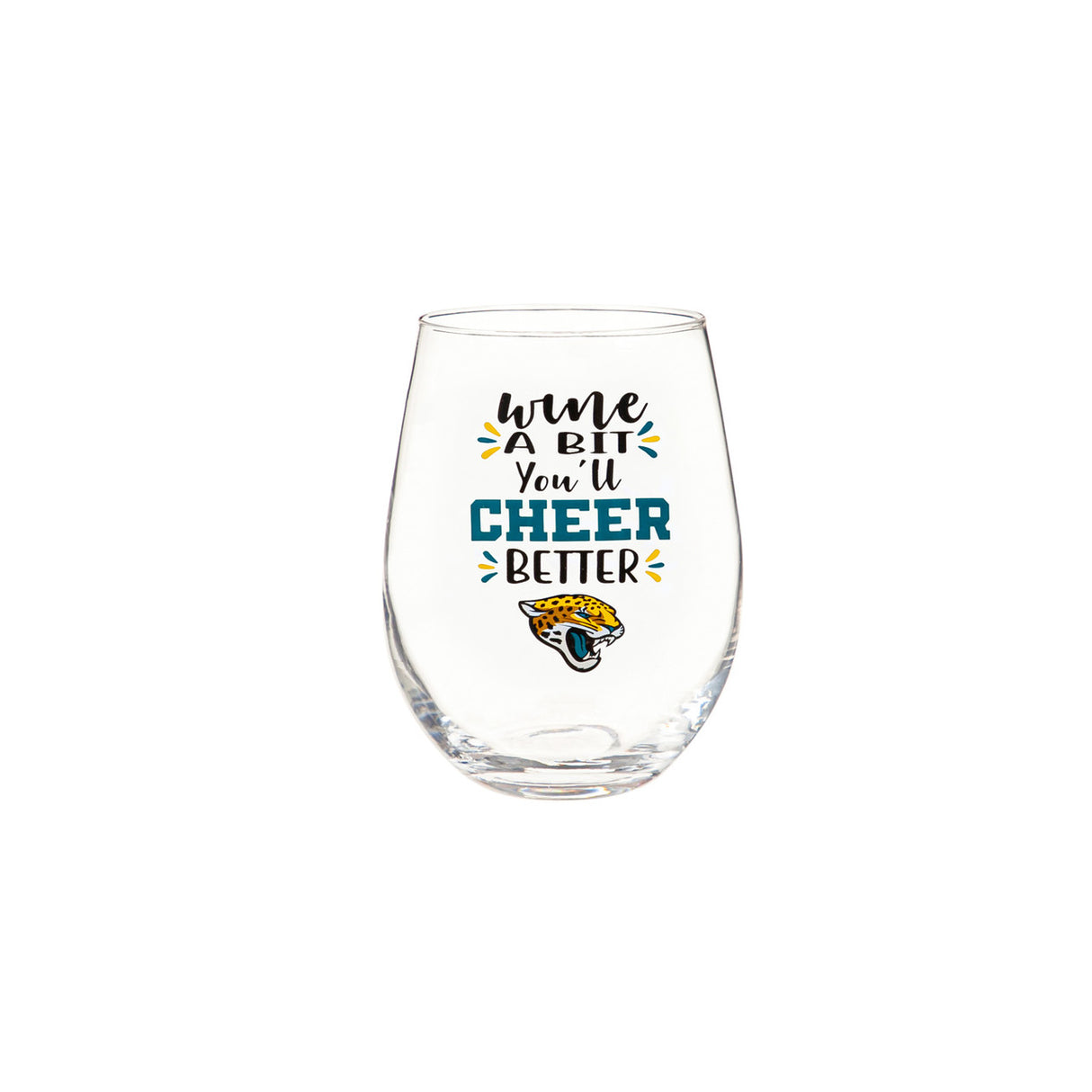 Evergreen Enterprises Jacksonville Jaguars 17oz Stemless Wine Glass Fan Gear NFL Jacksonville Jaguars