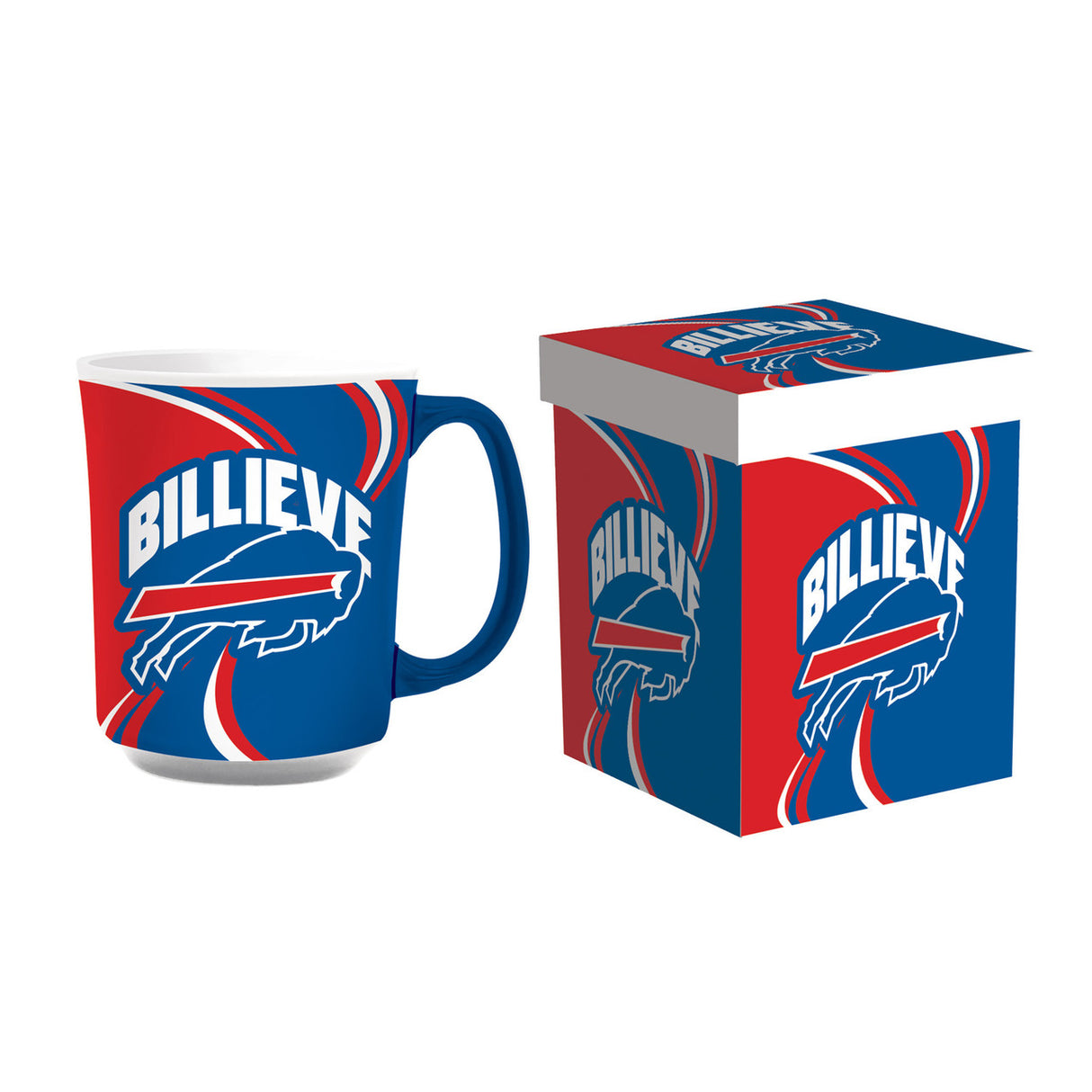 Evergreen Enterprises Buffalo Bills 14oz Ceramic Coffee Mug with Matching Box Fan Gear NFL Buffalo Bills