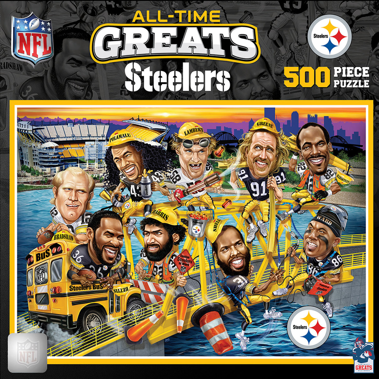 Masterpieces Puzzle Company Pittsburgh Steelers All-Time Greats 500 Piece Puzzle Fan Gear NFL Pittsburgh Steelers