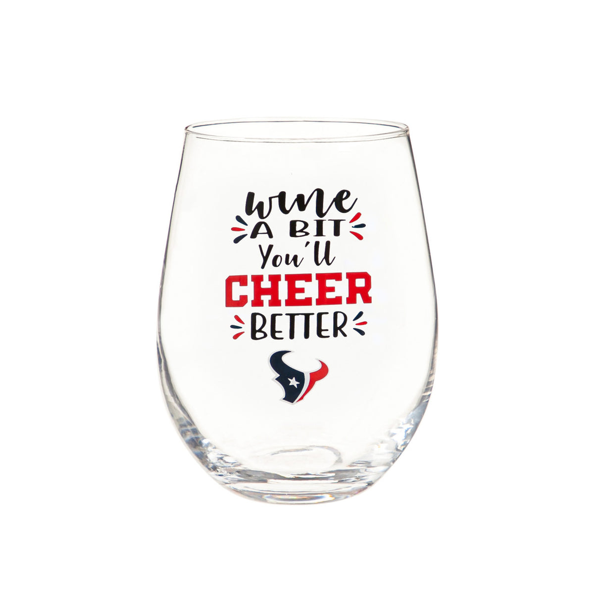 Evergreen Enterprises Houston Texans 17oz Stemless Wine Glass Fan Gear NFL Houston Texans