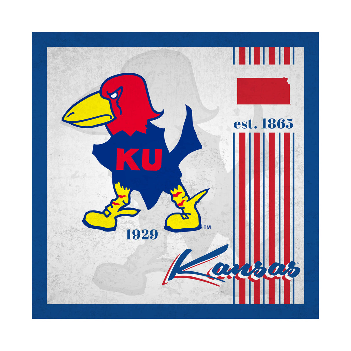 Fan Creations Kansas Jayhawks Album Design Wood Sign 10x10 Fan Gear NCAA Kansas Jayhawks