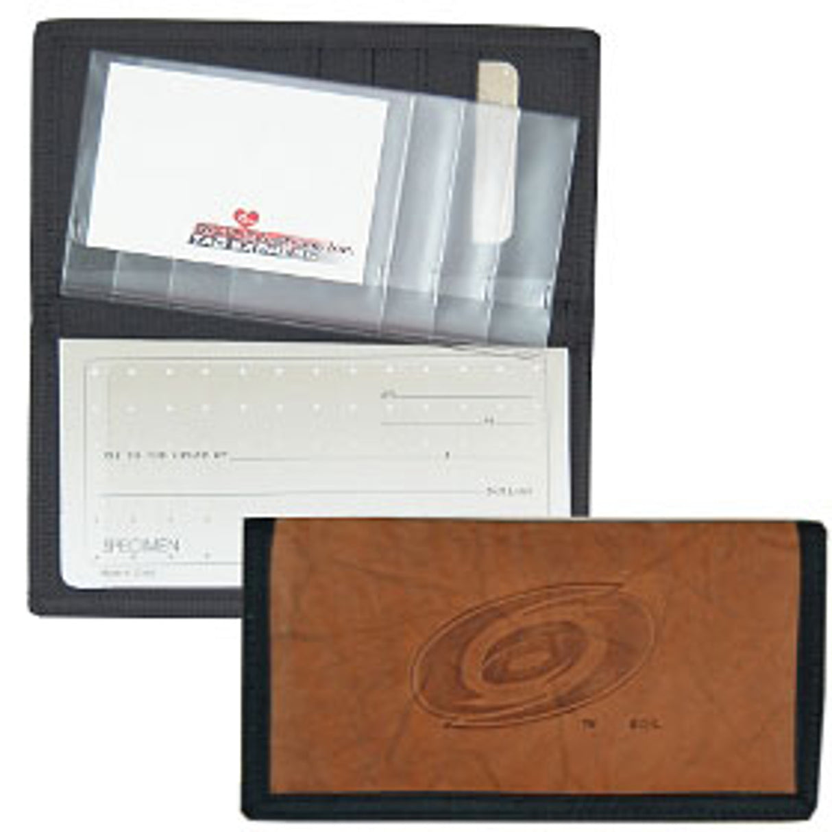 Rico Industries Carolina Hurricanes Leather/Nylon Embossed Checkbook Cover Fan Gear NHL Carolina Hurricanes