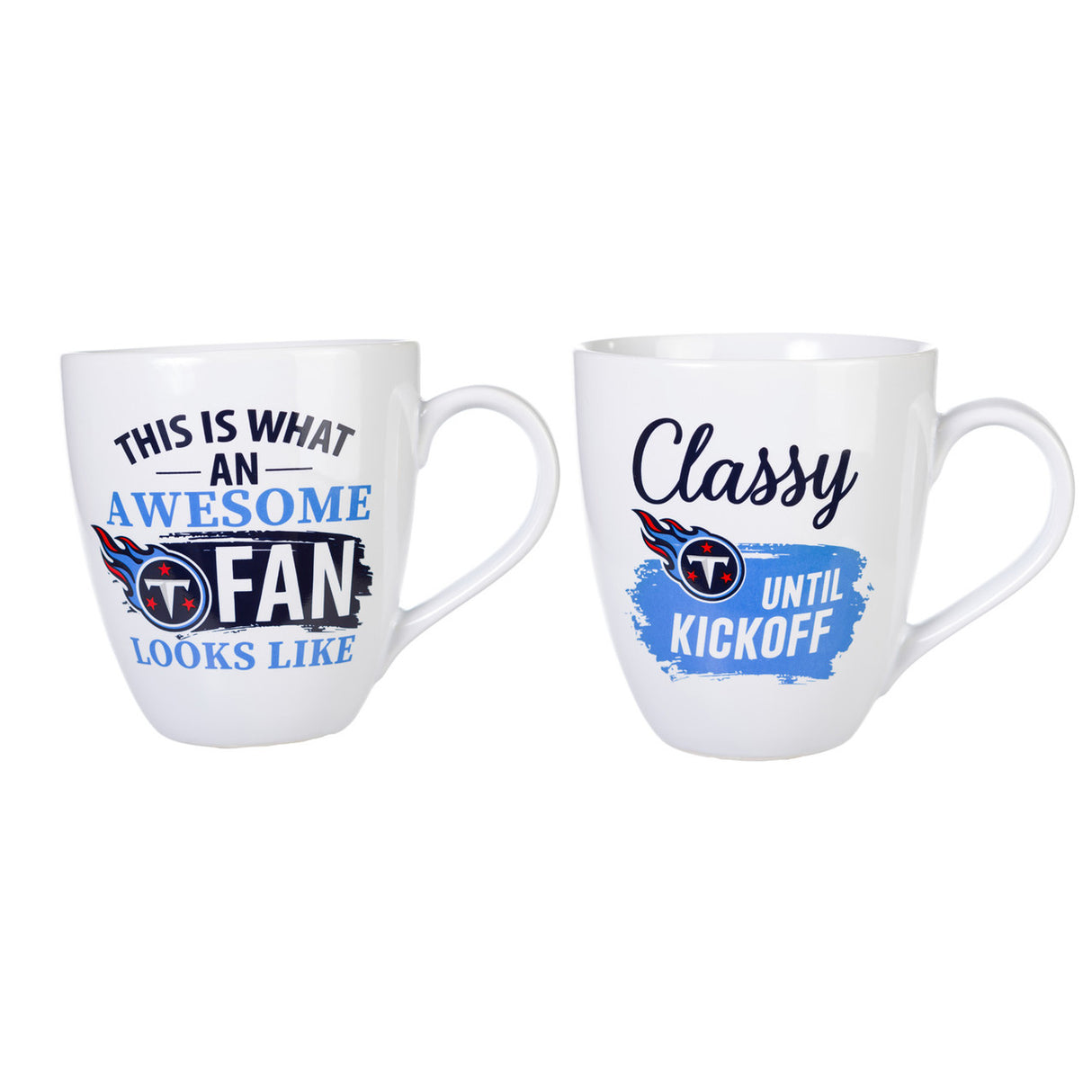 Evergreen Enterprises Tennessee Titans 17oz Ceramic 2 Piece Coffee Mug Set with Gift Box Fan Gear NFL Tennessee Titans