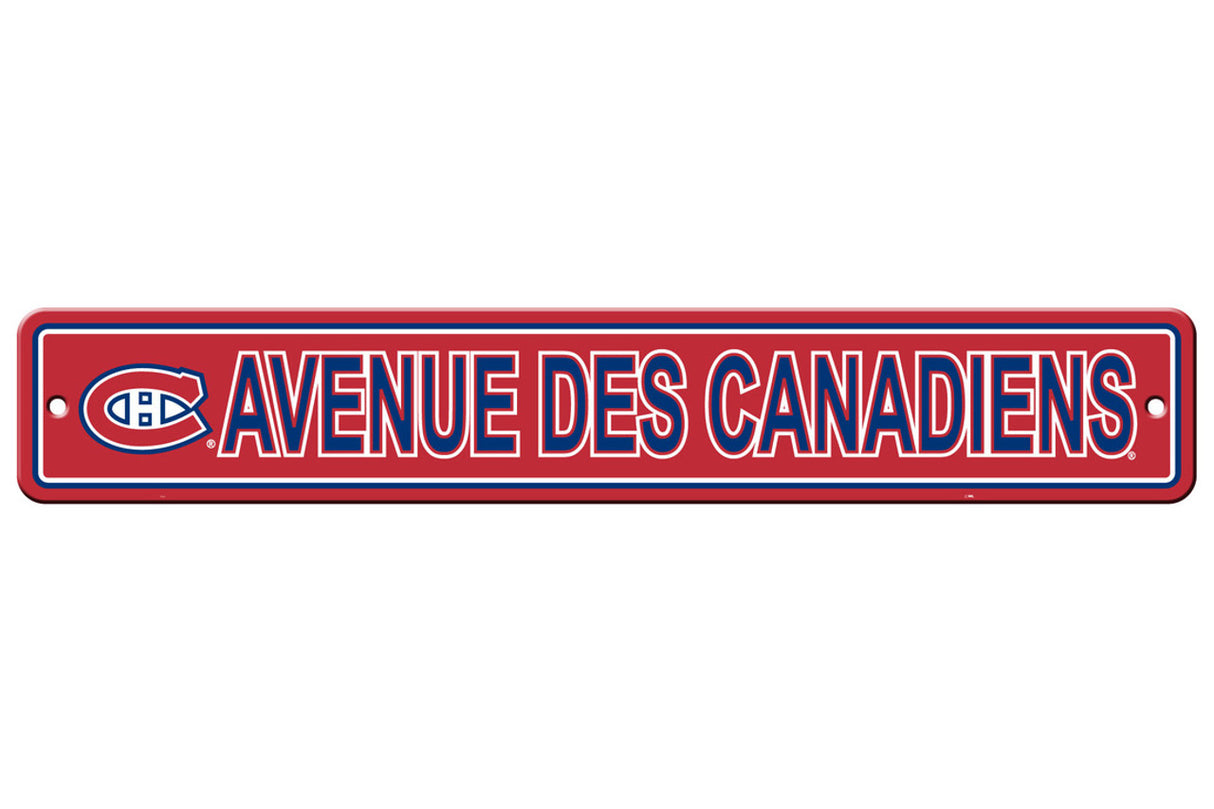 Fremont Die Montreal Canadiens Plastic Street Style Sign 4x24 Fan Gear NHL Montreal Canadiens