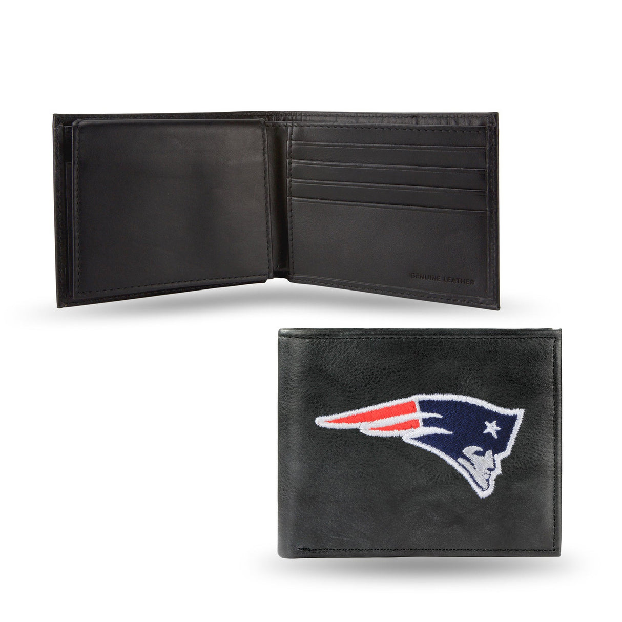 Rico Industries New England Patriots Black Leather Embroidered Billfold Wallet Fan Gear NFL New England Patriots