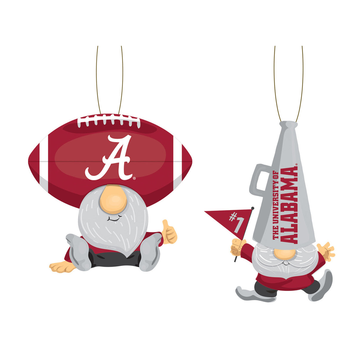 Evergreen Enterprises Alabama Crimson Tide Fan 2 Pack Gnome Ornament Fan Gear NCAA Alabama Crimson Tide