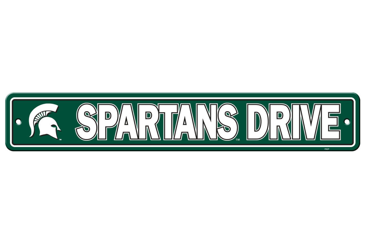 Fremont Die Michigan State Spartans Plastic Street Style Sign 4x24 Fan Gear NCAA Michigan State Spartans