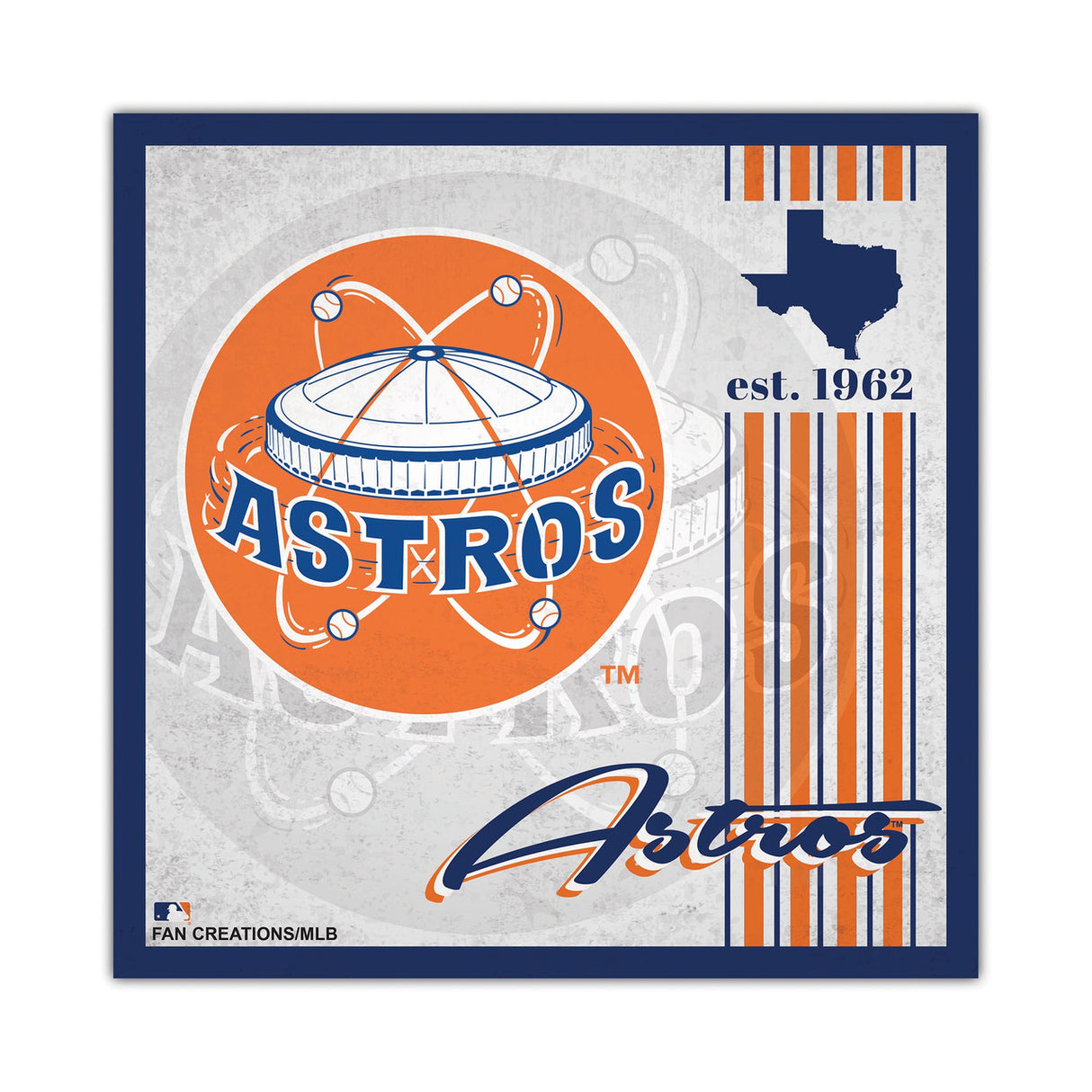 Fan Creations Houston Astros Album Design Wood Sign 10x10 Fan Gear MLB Houston Astros