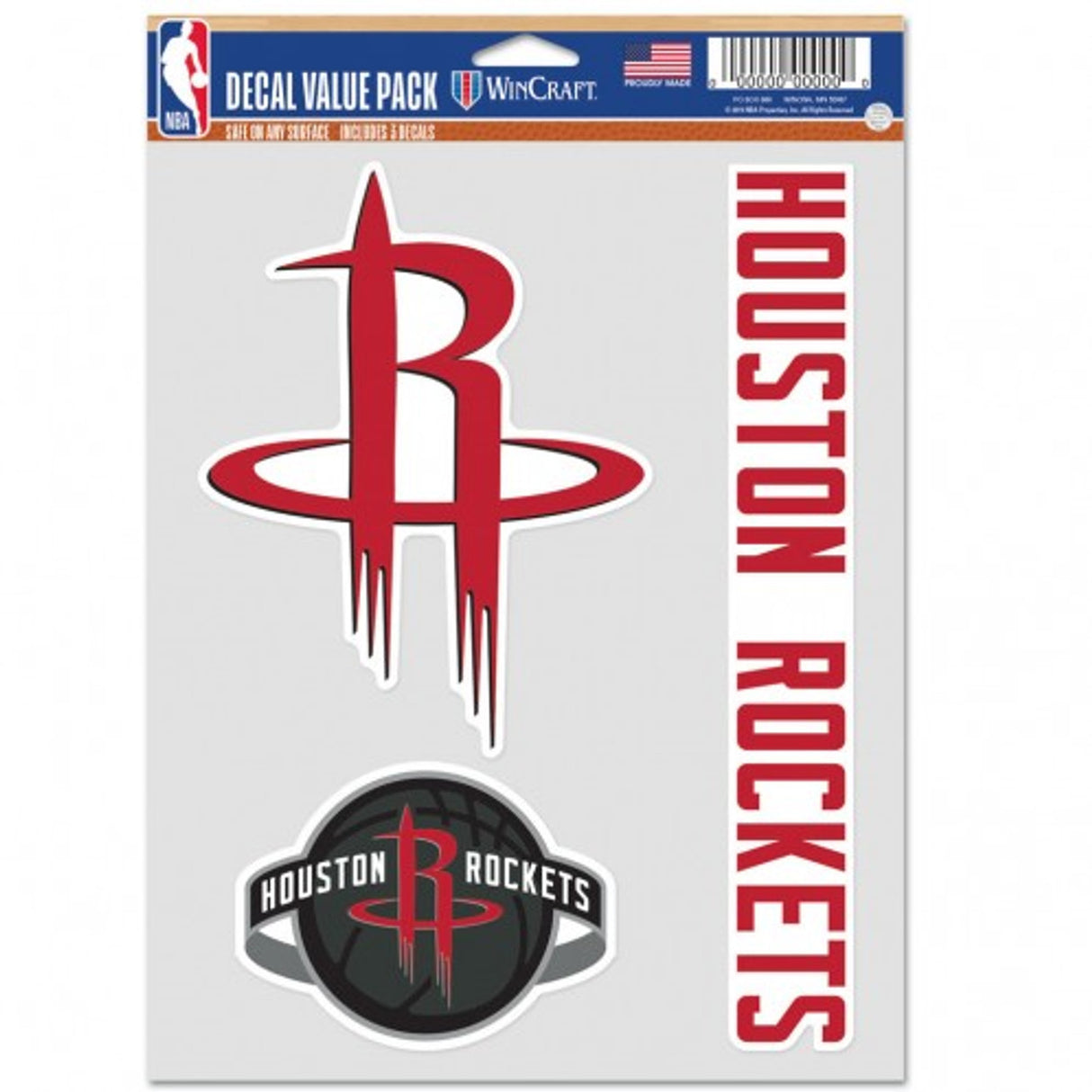 Wincraft Houston Rockets Fan 3 Pack Multi Use Decal Fan Gear NBA Houston Rockets
