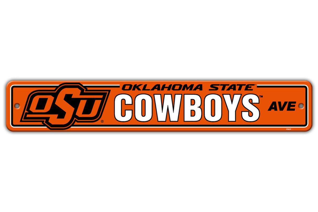 Fremont Die Oklahoma State Cowboys Plastic Street Style Sign 4x24 Fan Gear NCAA Oklahoma State Cowboys