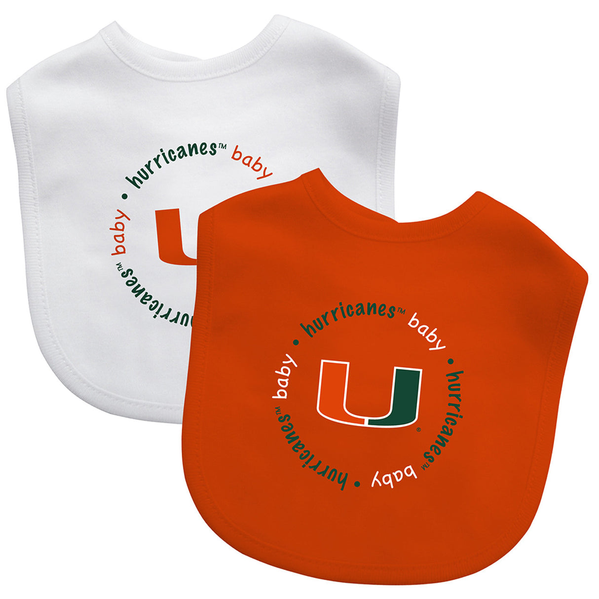Masterpieces Puzzle Company Miami Hurricanes 2 Pack Baby Bib Fan Gear NCAA Miami Hurricanes