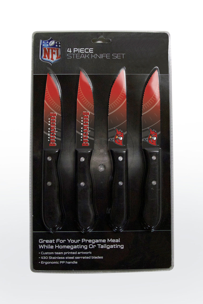 The Sports Vault Tampa Bay Buccaneers 4 Pack Steak Knife Set Fan Gear NFL Tampa Bay Buccaneers