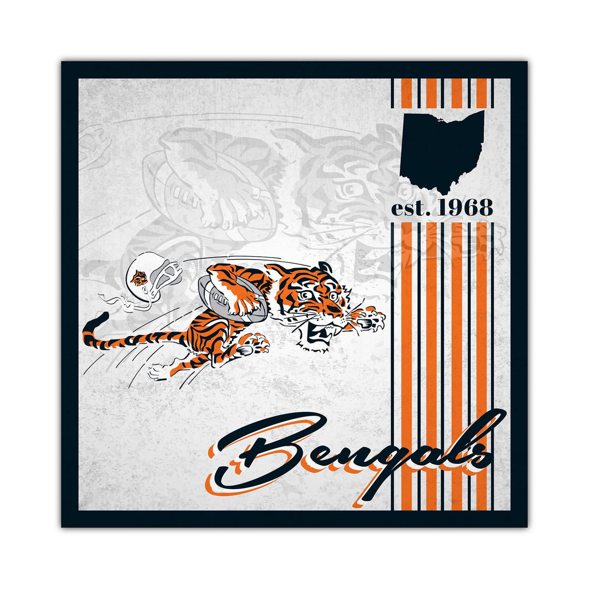 Fan Creations Cincinnati Bengals Album Design Wood Sign 10x10 Fan Gear NFL Cincinnati Bengals
