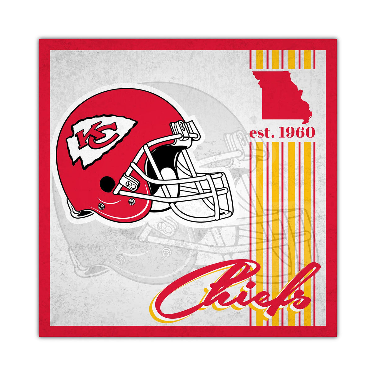 Fan Creations Kansas City Chiefs Album Design Wood Sign 10x10 Fan Gear NFL Kansas City Chiefs