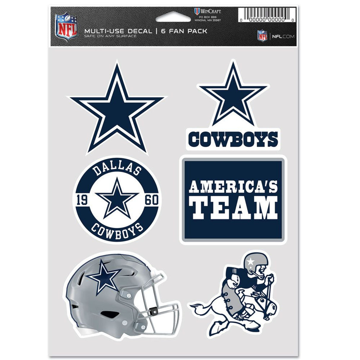 Wincraft Dallas Cowboys Fan 6 Pack Multi Use Decal Fan Gear NFL Dallas Cowboys
