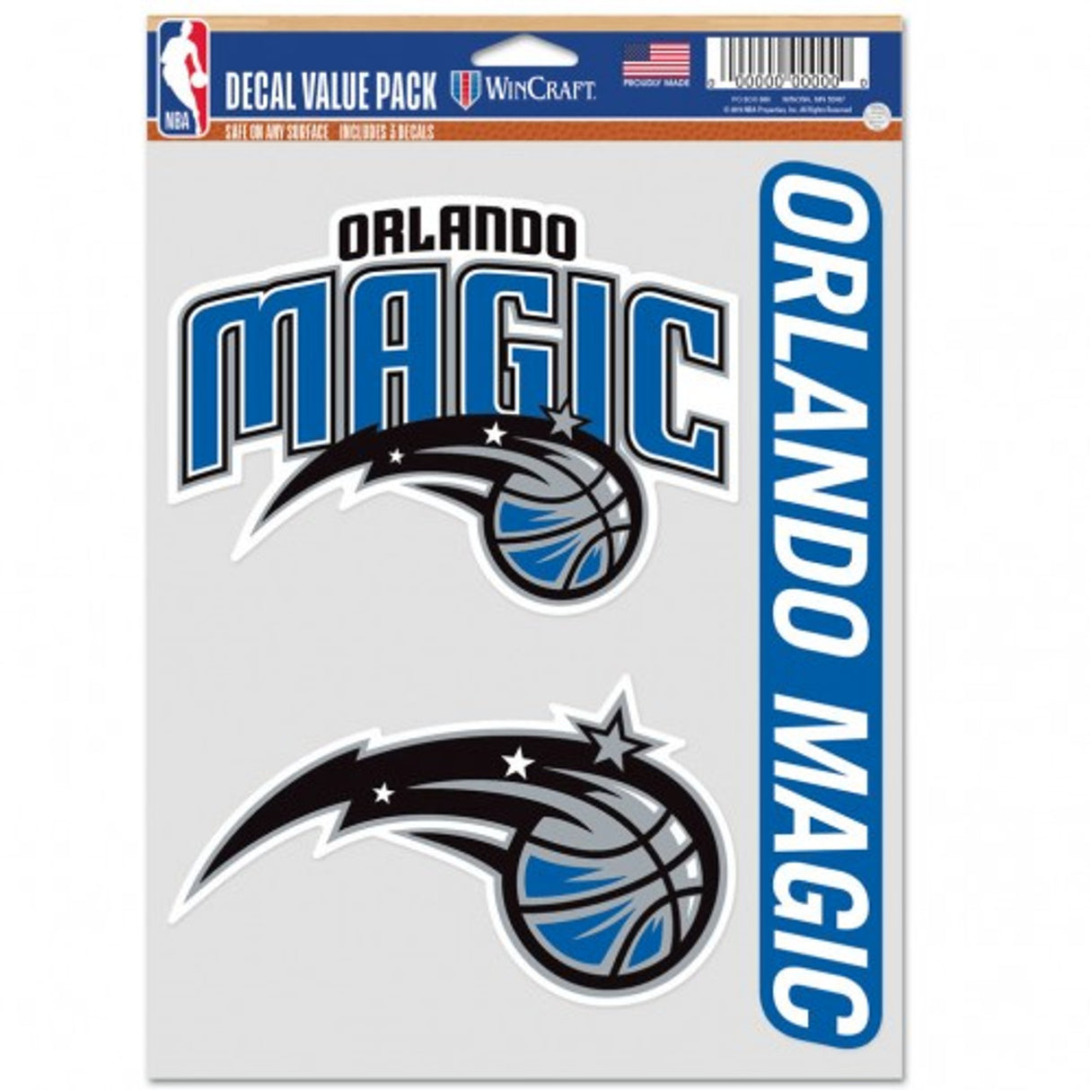 Wincraft Orlando Magic Fan 3 Pack Multi Use Decal Fan Gear NBA Orlando Magic